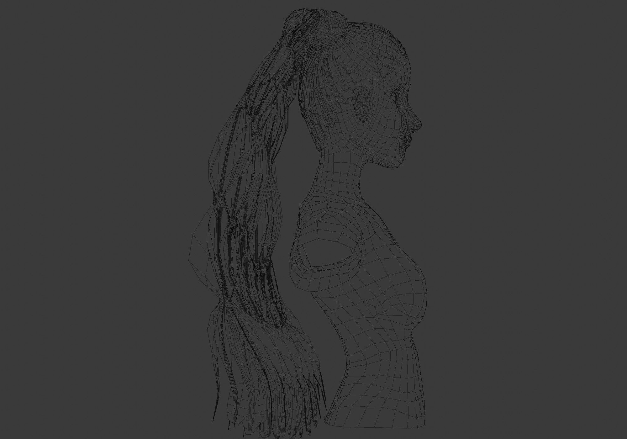 Ponytails Female Hairstyle 3D model_7