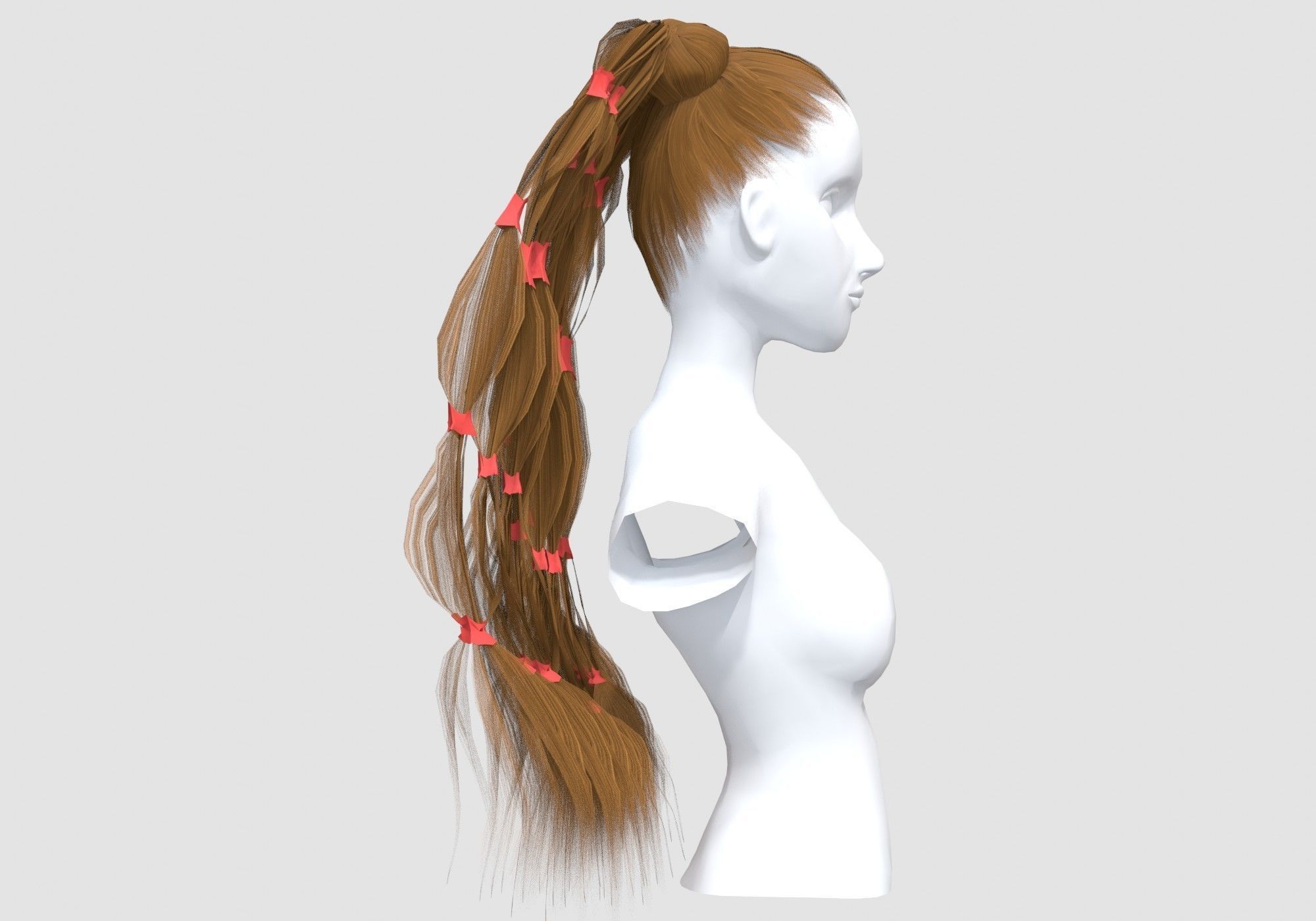 Ponytails Female Hairstyle 3D model_2