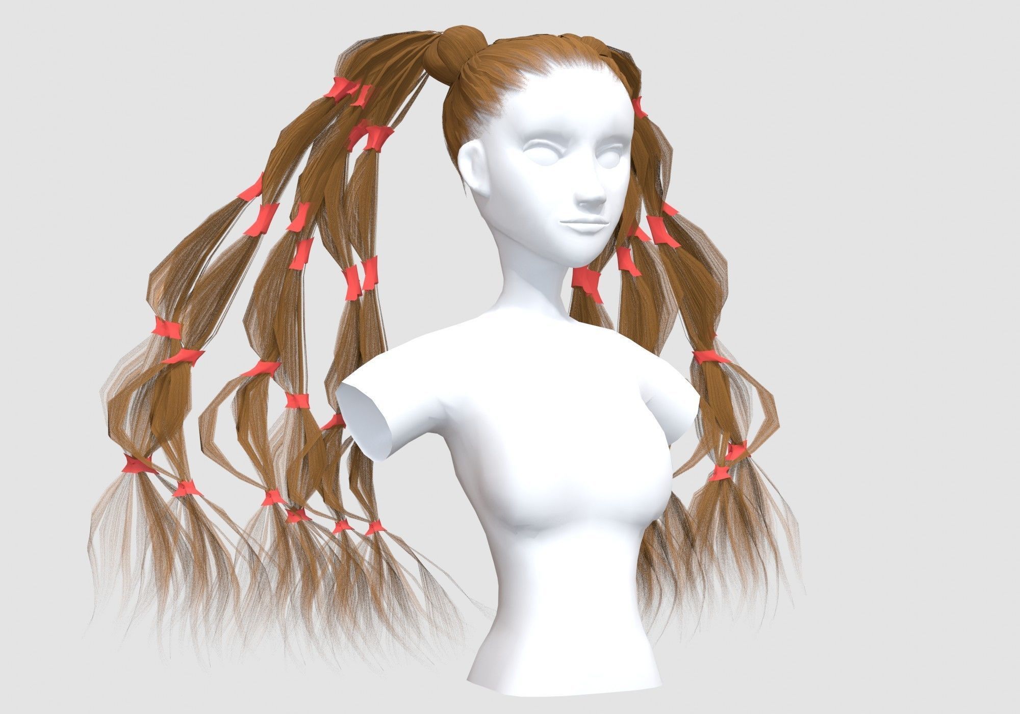 Ponytails Female Hairstyle 3D model_1