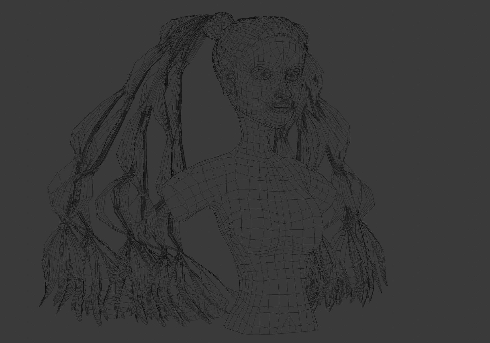 Ponytails Female Hairstyle 3D model_6