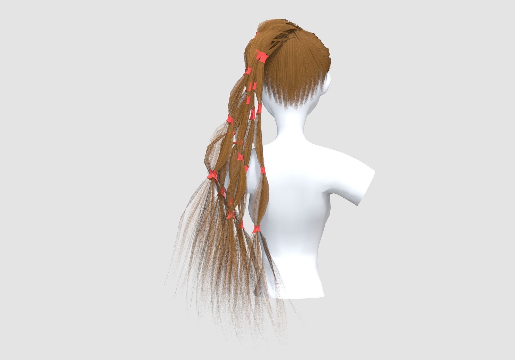 Ponytail Long Hairstyle 3D model_4