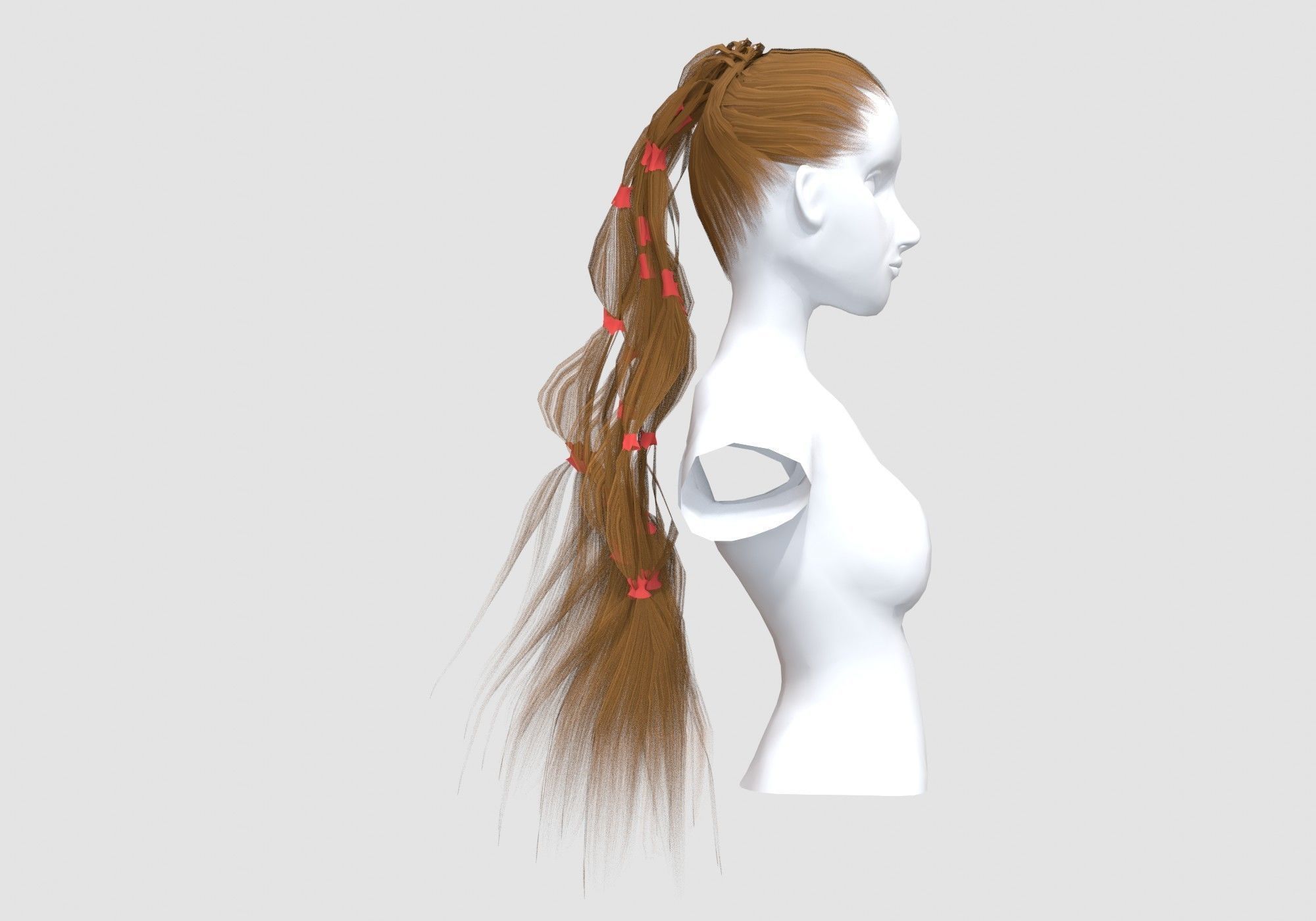 Ponytail Long Hairstyle 3D model_2