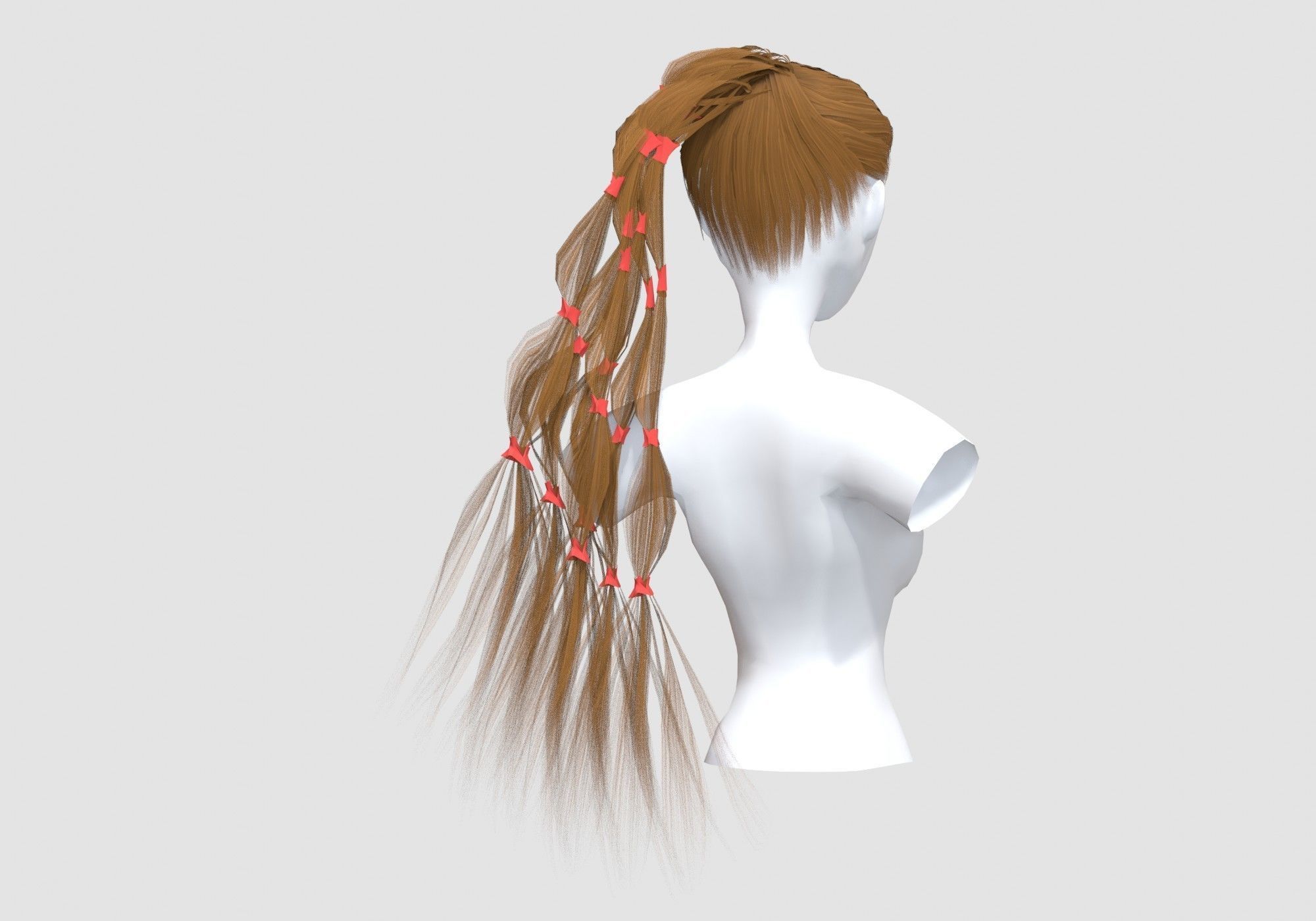 Ponytail Long Hairstyle 3D model_3