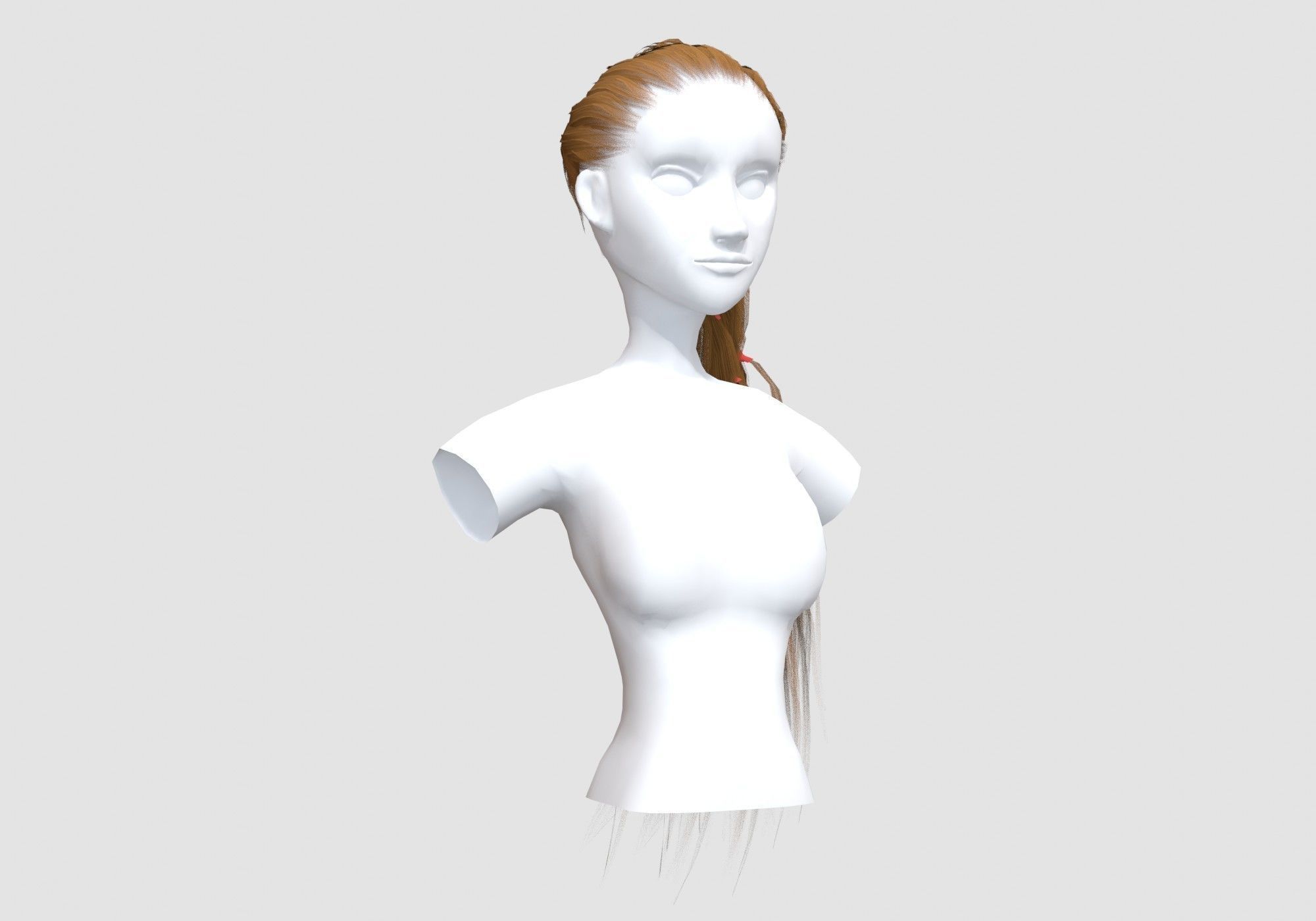Ponytail Long Hairstyle 3D model_1