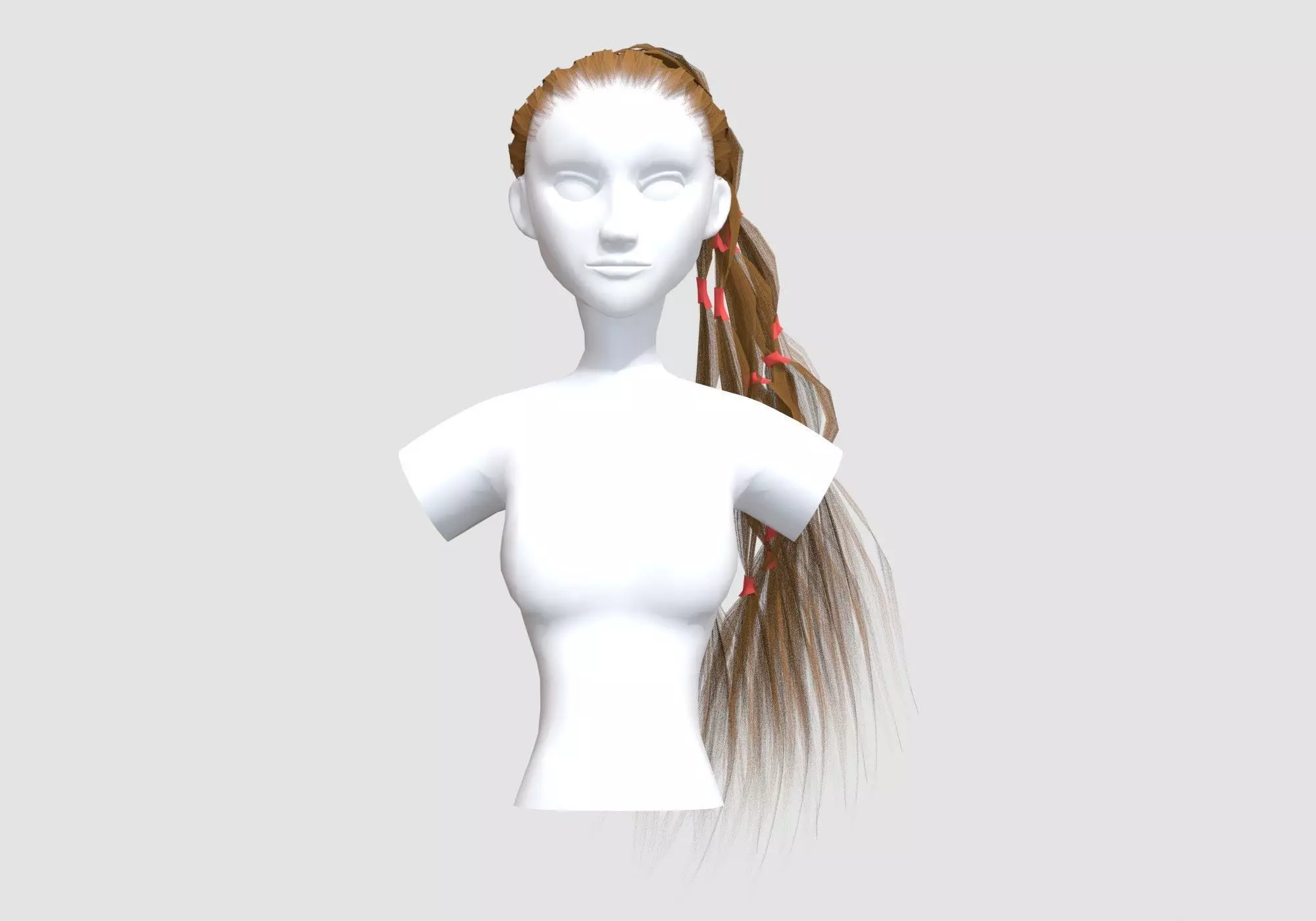Ponytail Long Hairstyle 3D model_0