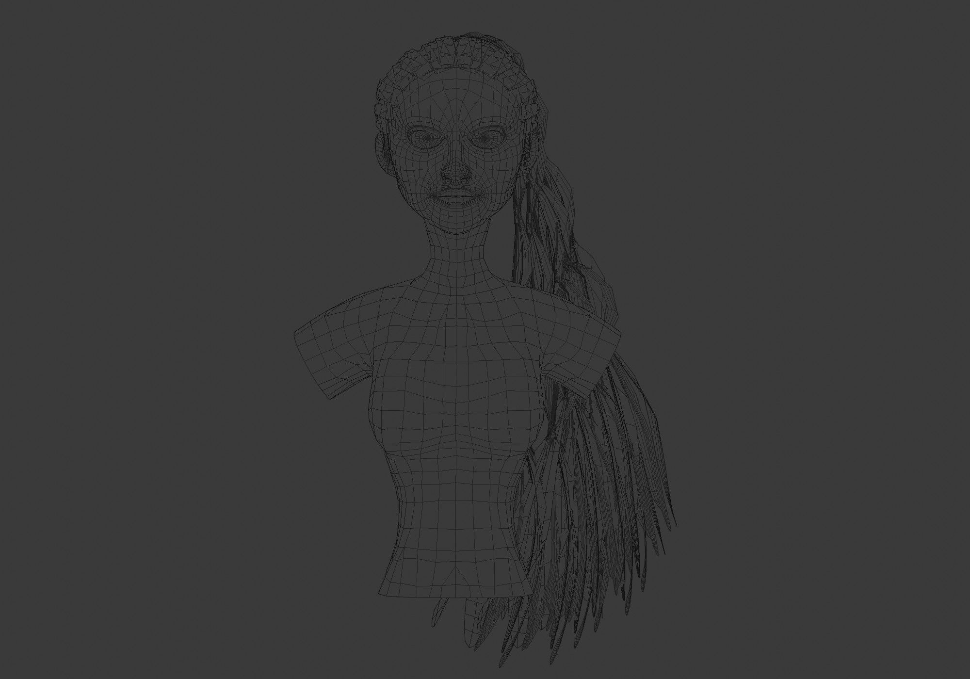 Ponytail Long Hairstyle 3D model_5