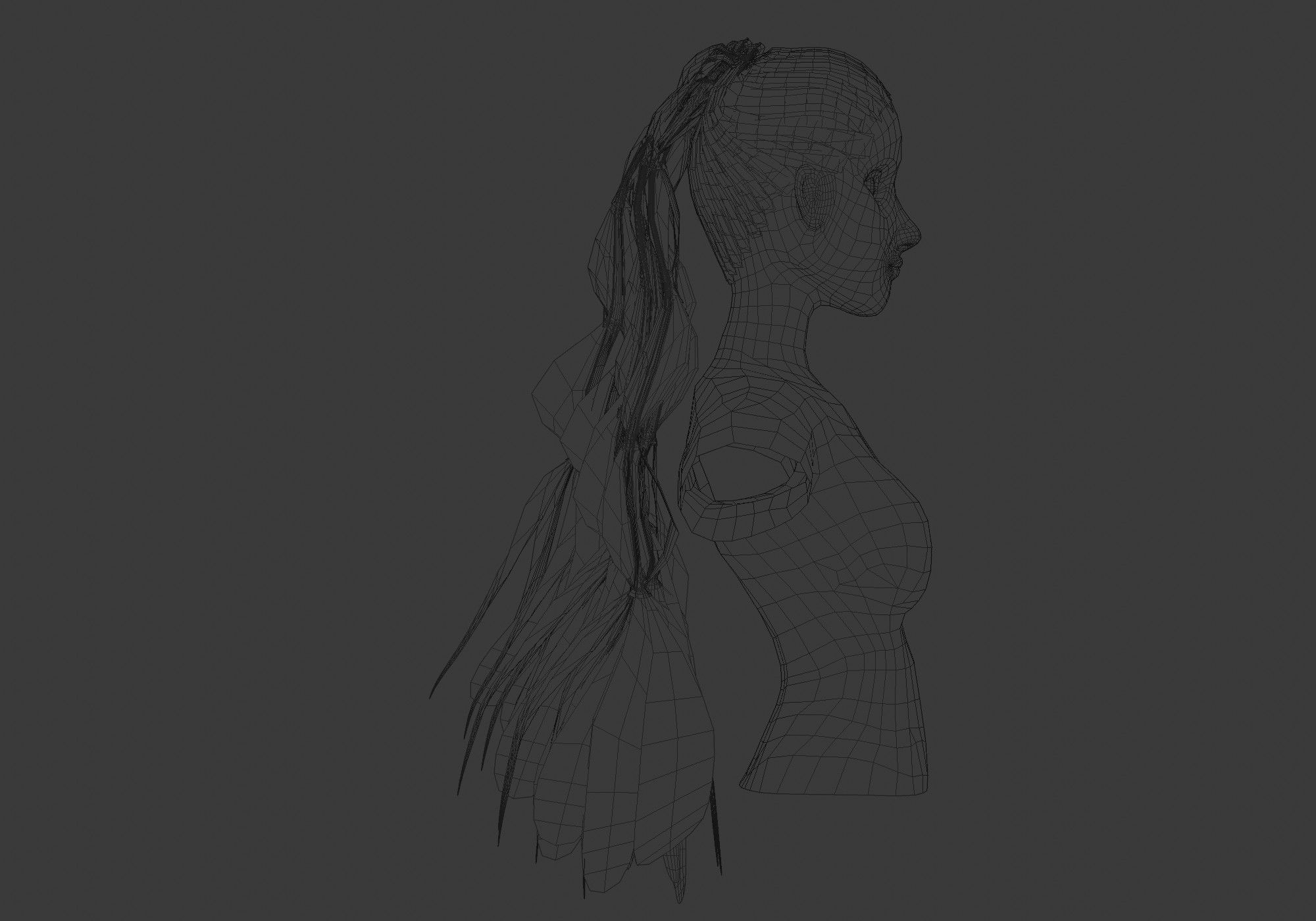 Ponytail Long Hairstyle 3D model_7