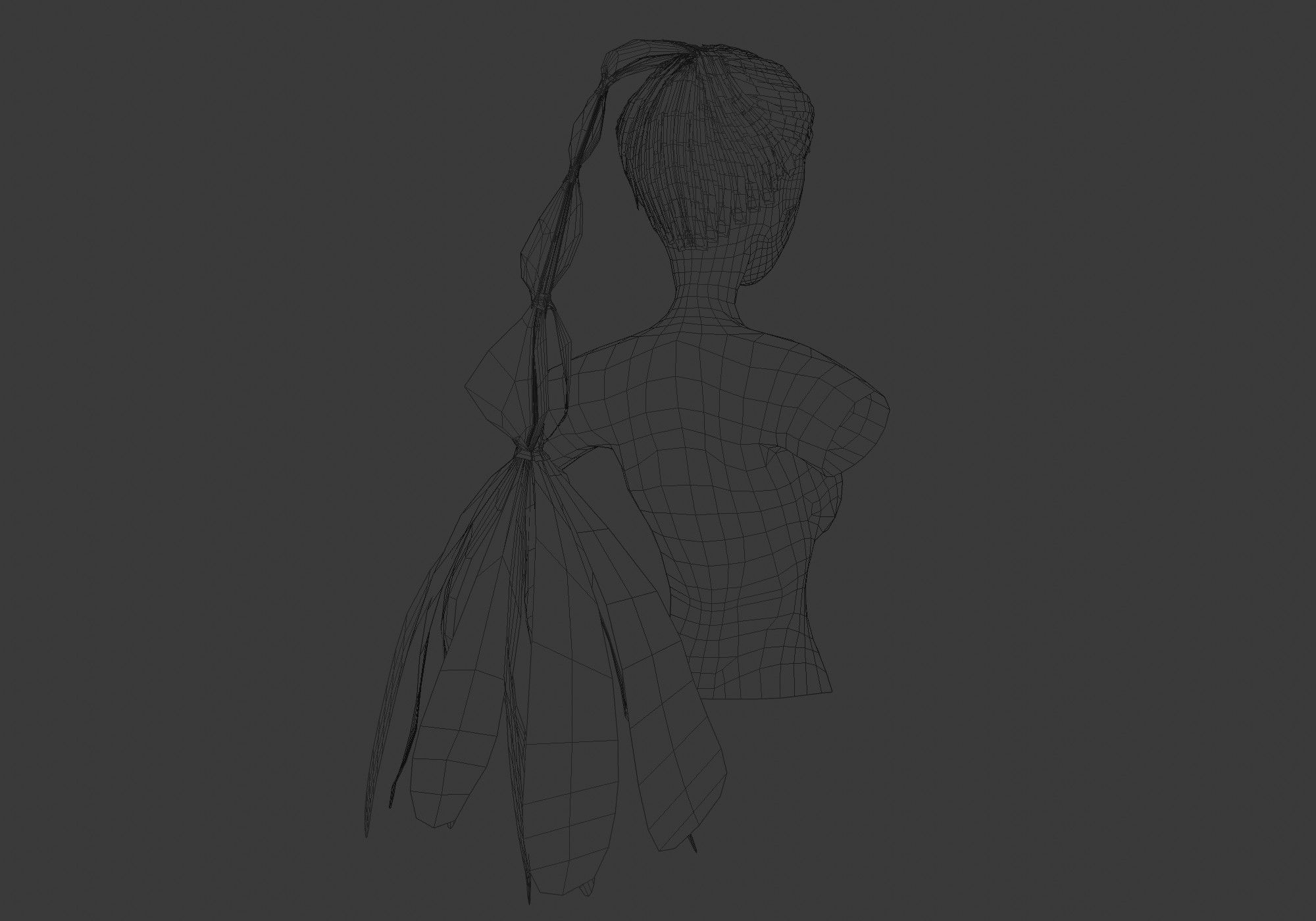 Ponytail Female Hairstyle  3D model_8