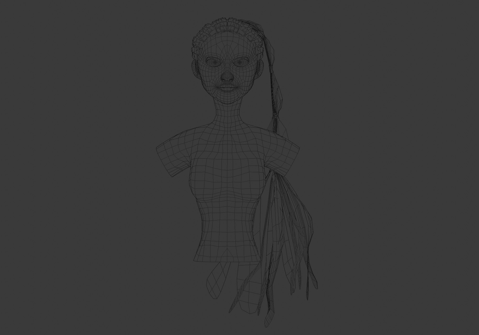 Ponytail Female Hairstyle  3D model_5