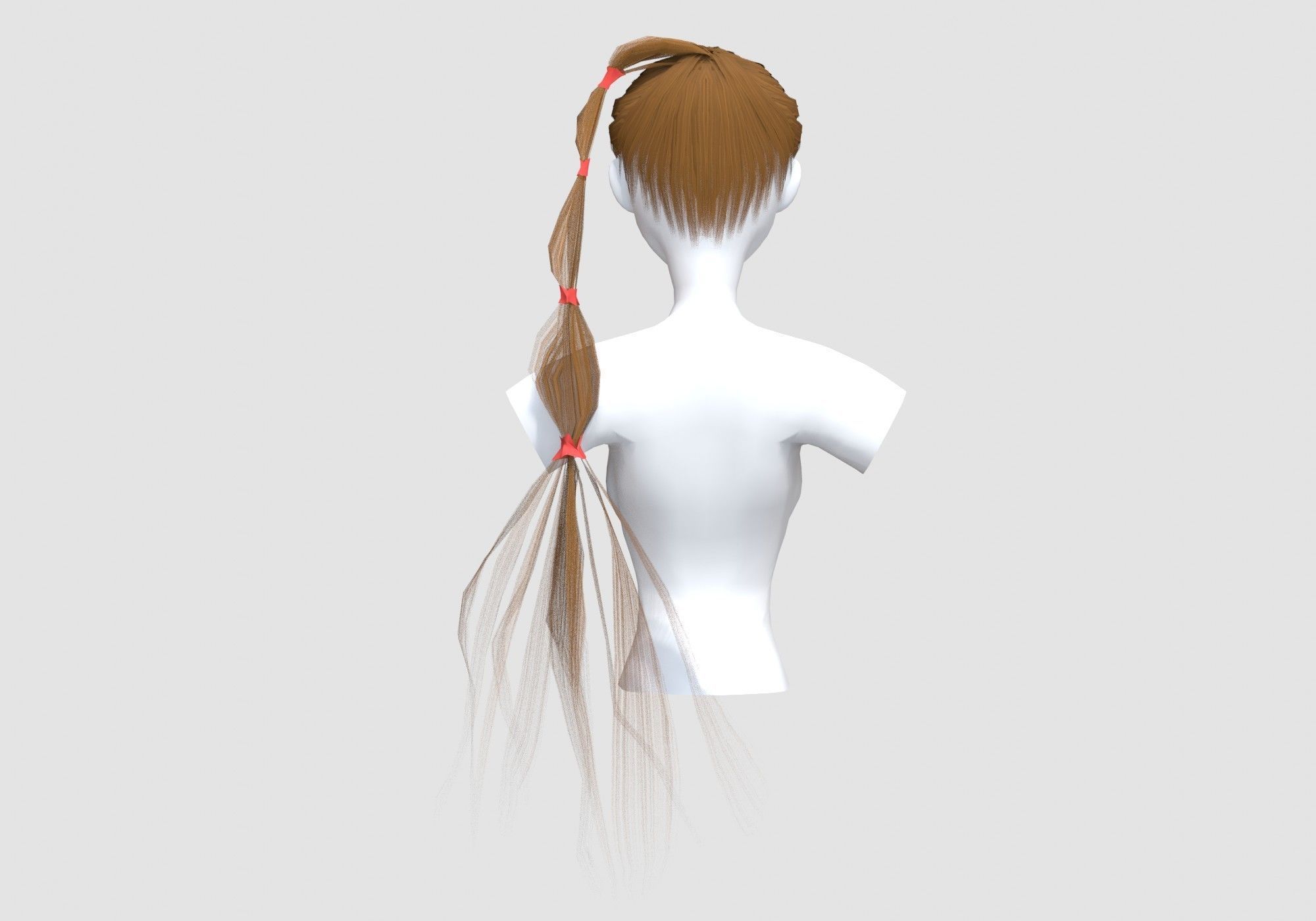 Ponytail Female Hairstyle  3D model_4