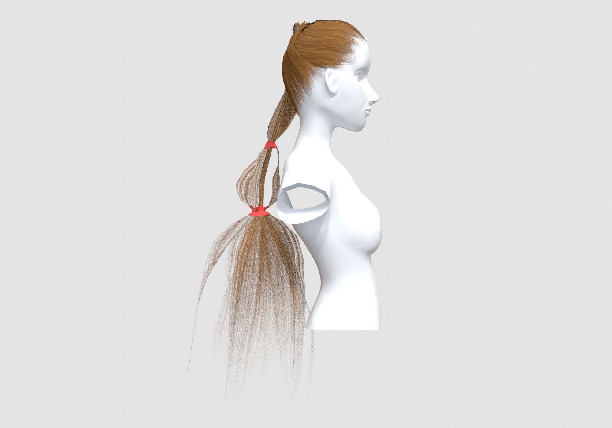 Ponytail Female Hairstyle  3D model_2