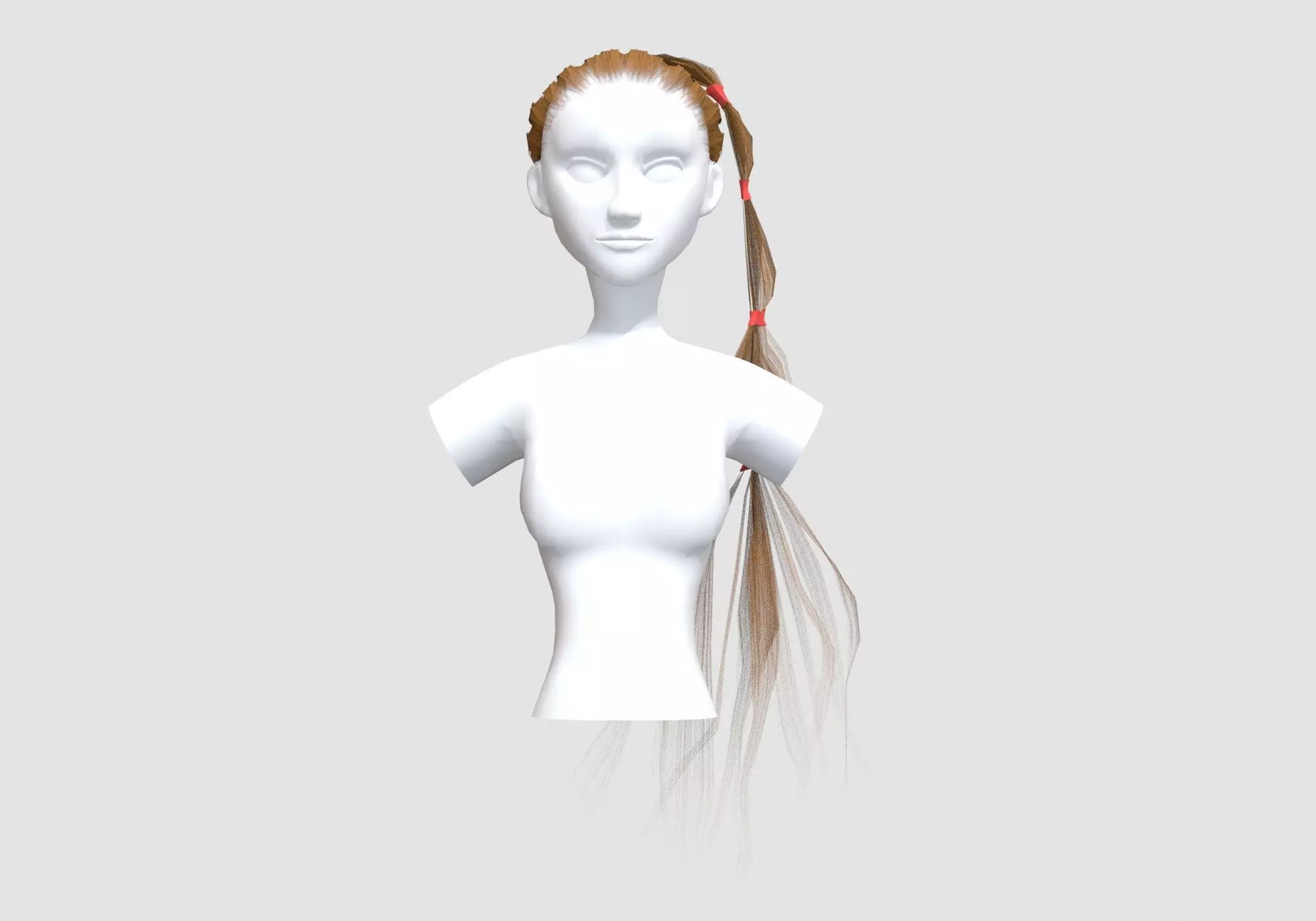 Ponytail Female Hairstyle  3D model_0