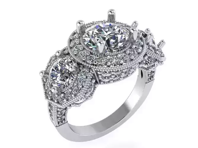 Round And Octagonal Halo Ring 0570