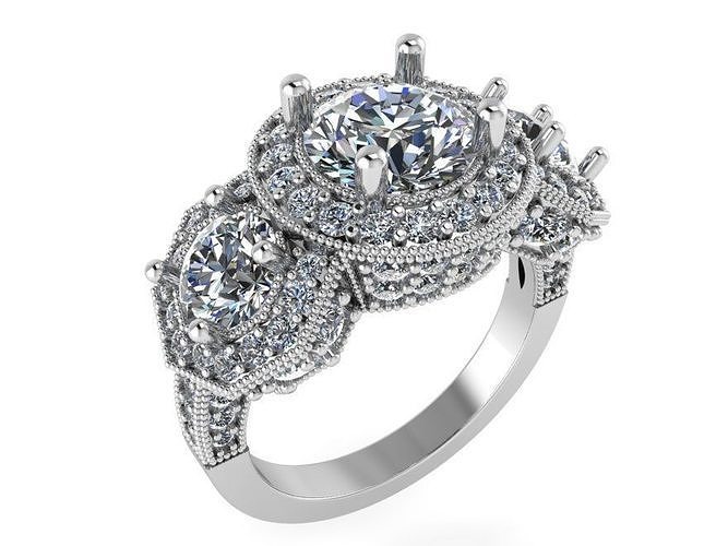 Round And Octagonal Halo Ring 0570 3D print model