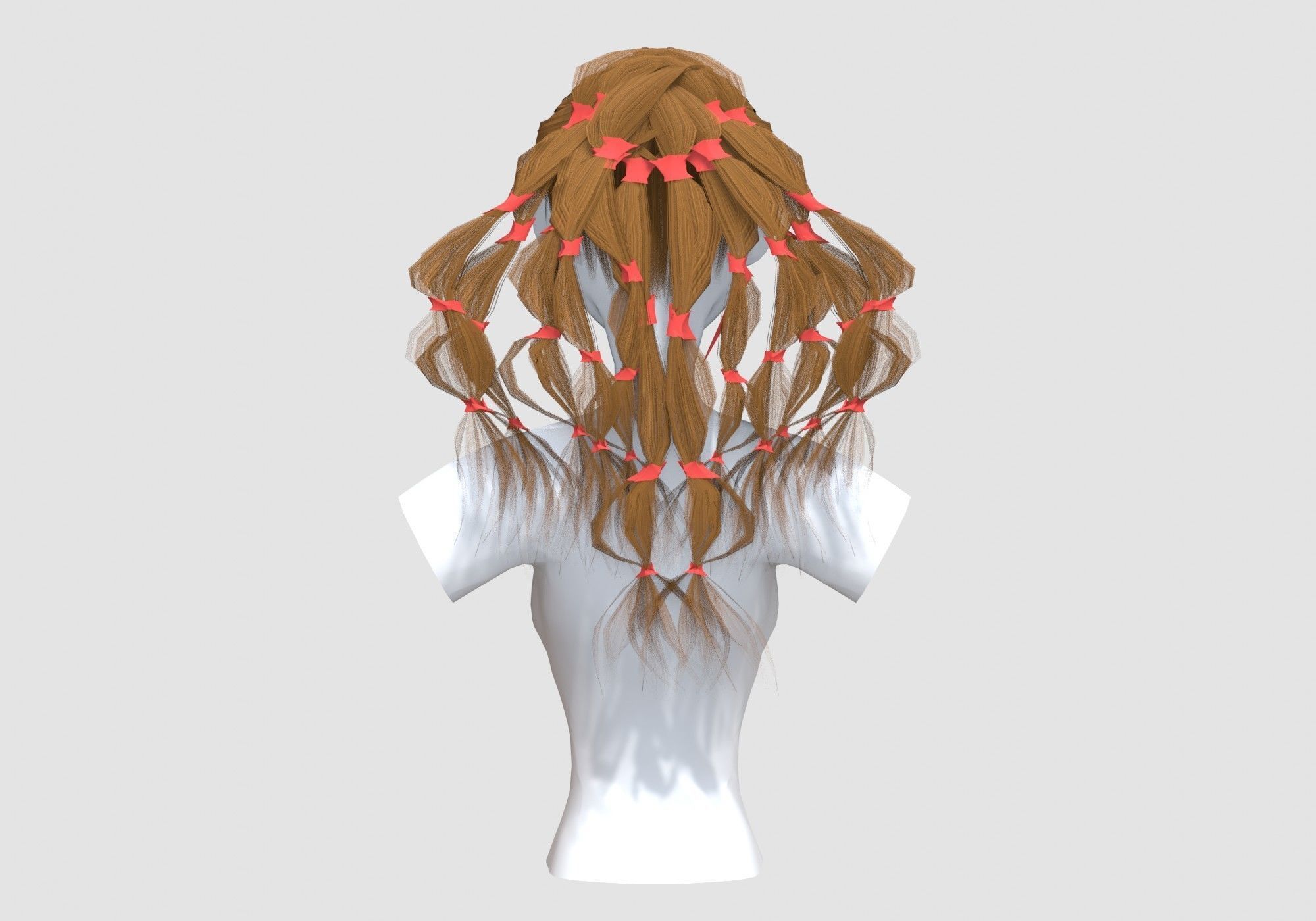 Pigtails Female Hairstyle 3D model_4