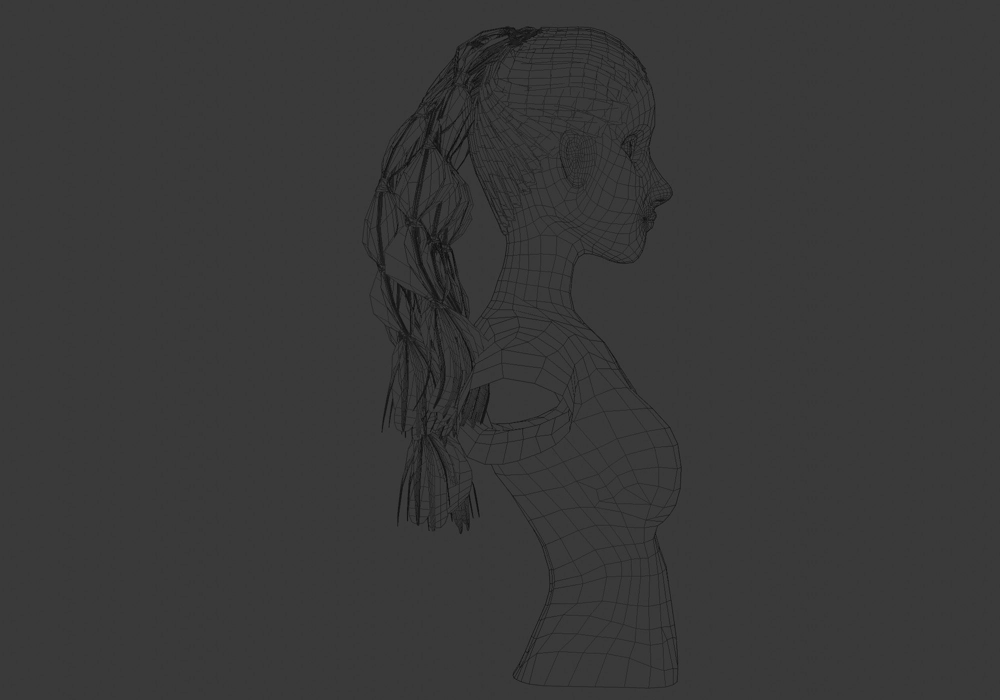 Pigtails Female Hairstyle 3D model_7