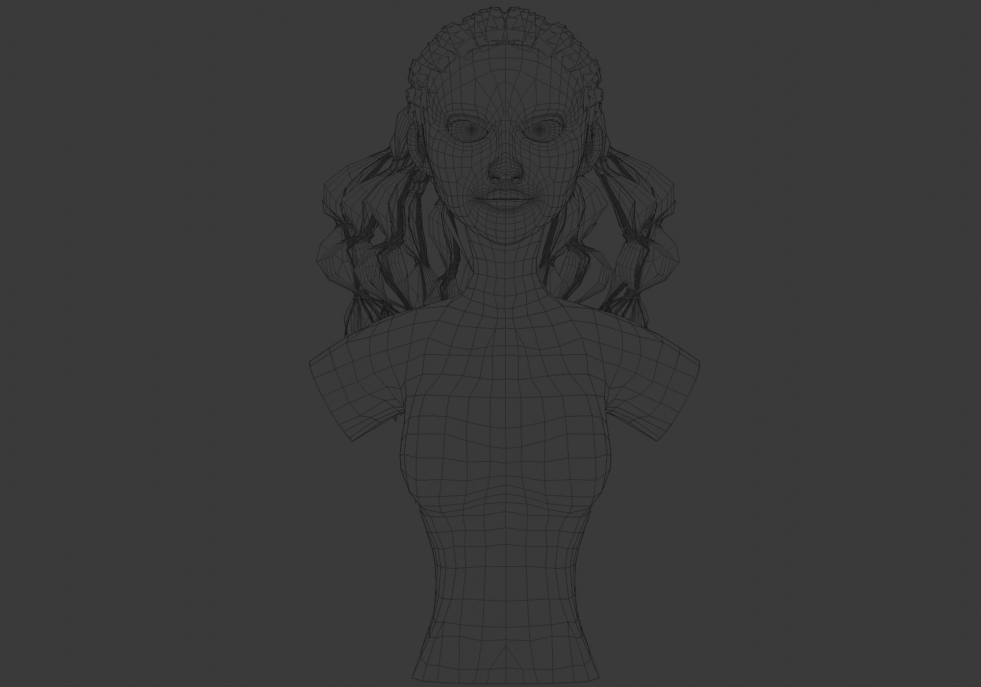 Pigtails Female Hairstyle 3D model_5