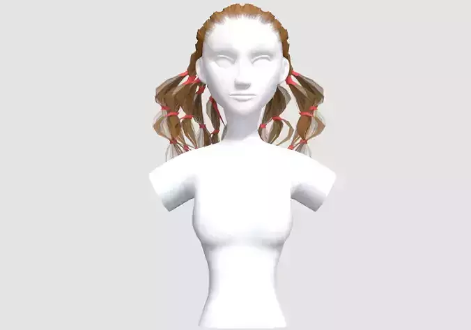 Pigtails Female Hairstyle 3D model Pigtails Female Hairstyle 3D model
