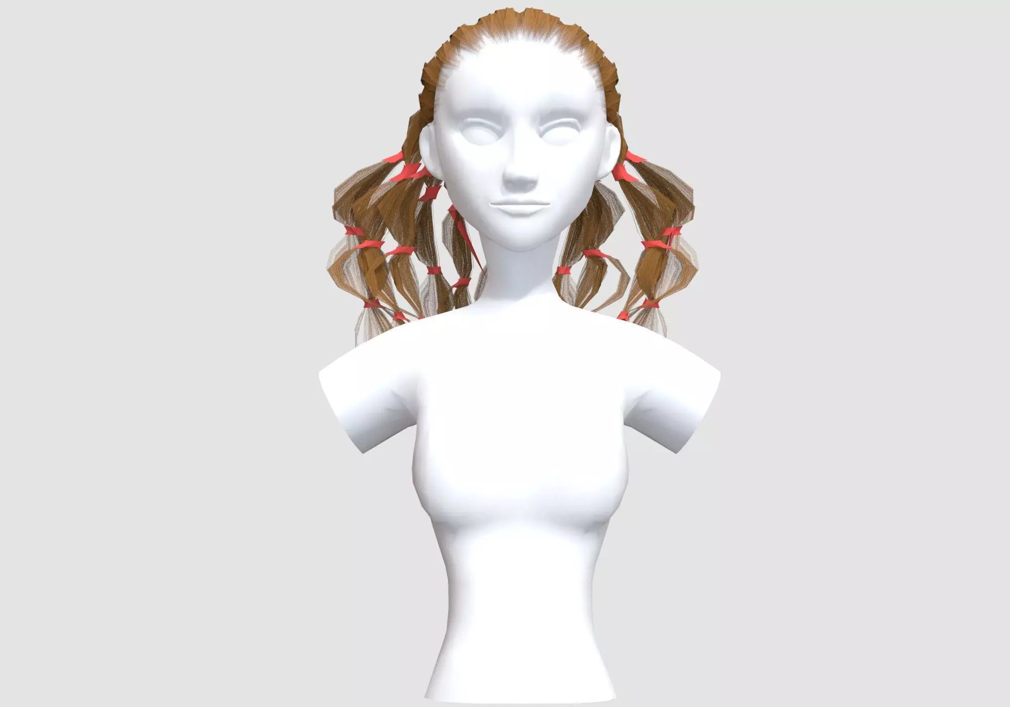 Pigtails Female Hairstyle 3D model_0