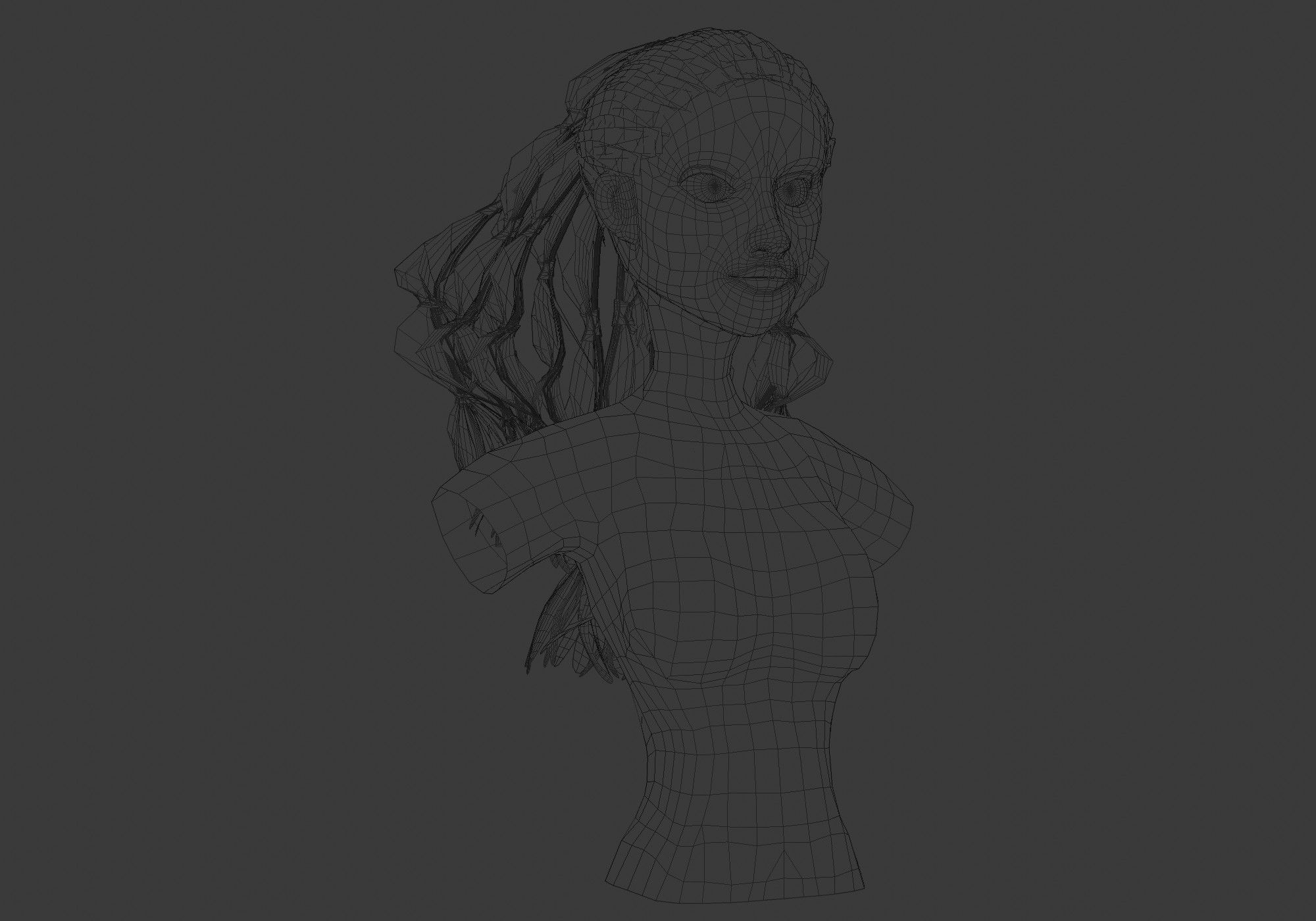 Pigtails Female Hairstyle 3D model_6