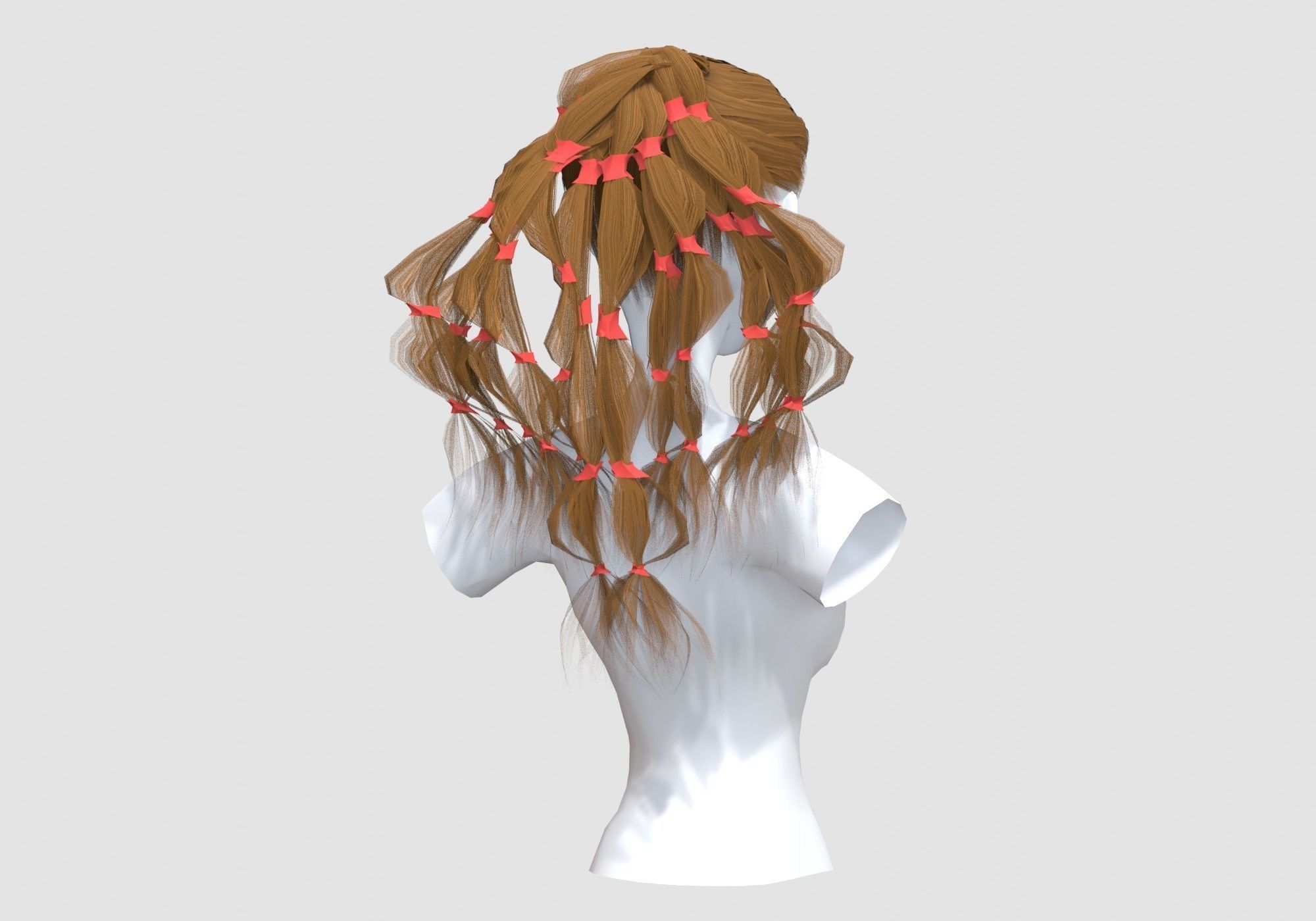 Pigtails Female Hairstyle 3D model_3