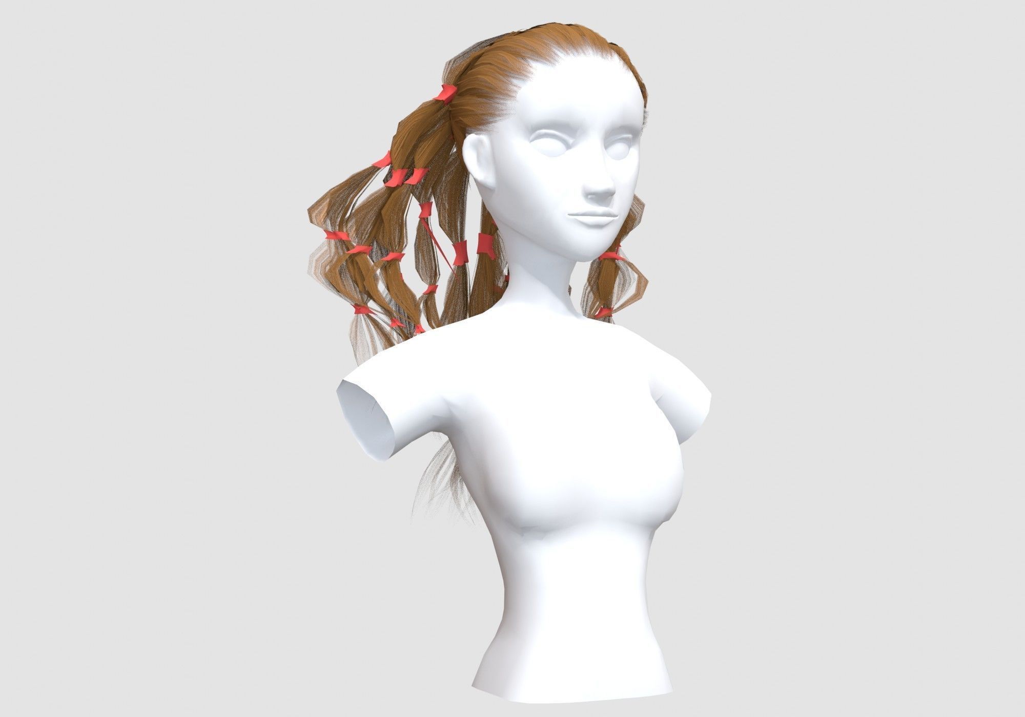 Pigtails Female Hairstyle 3D model_1