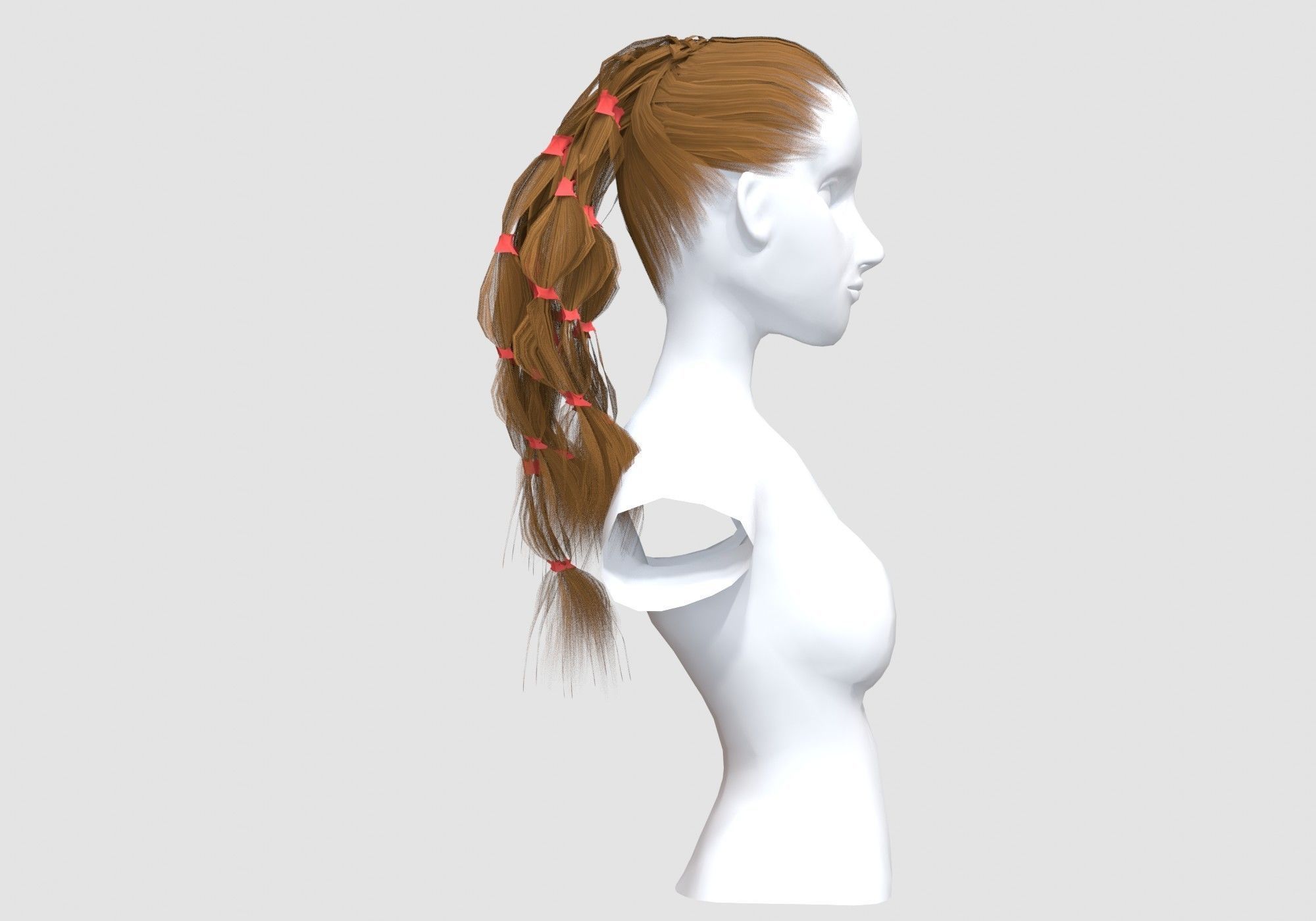 Pigtails Female Hairstyle 3D model_2