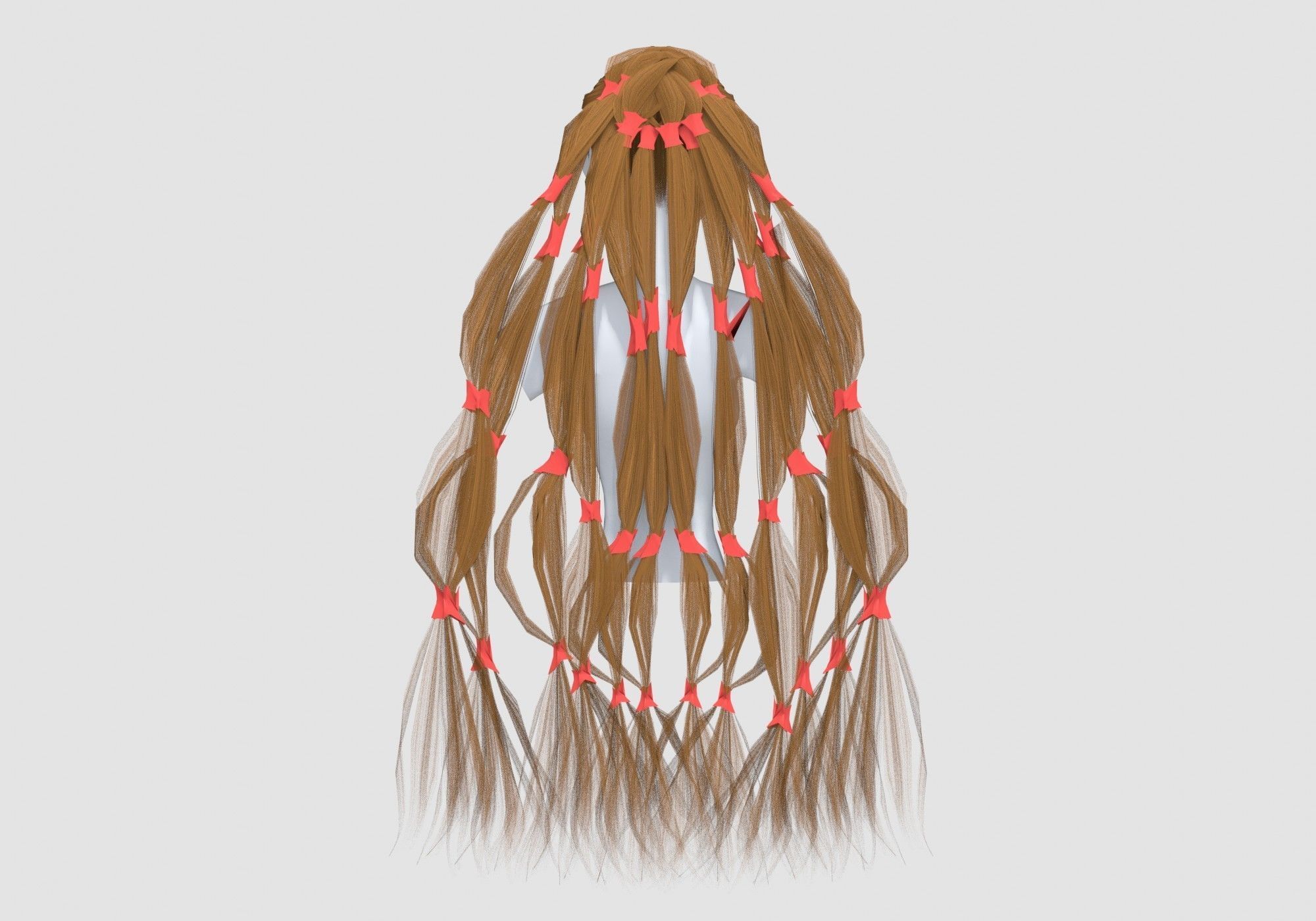 Long Female Hairstyle  3D model_4