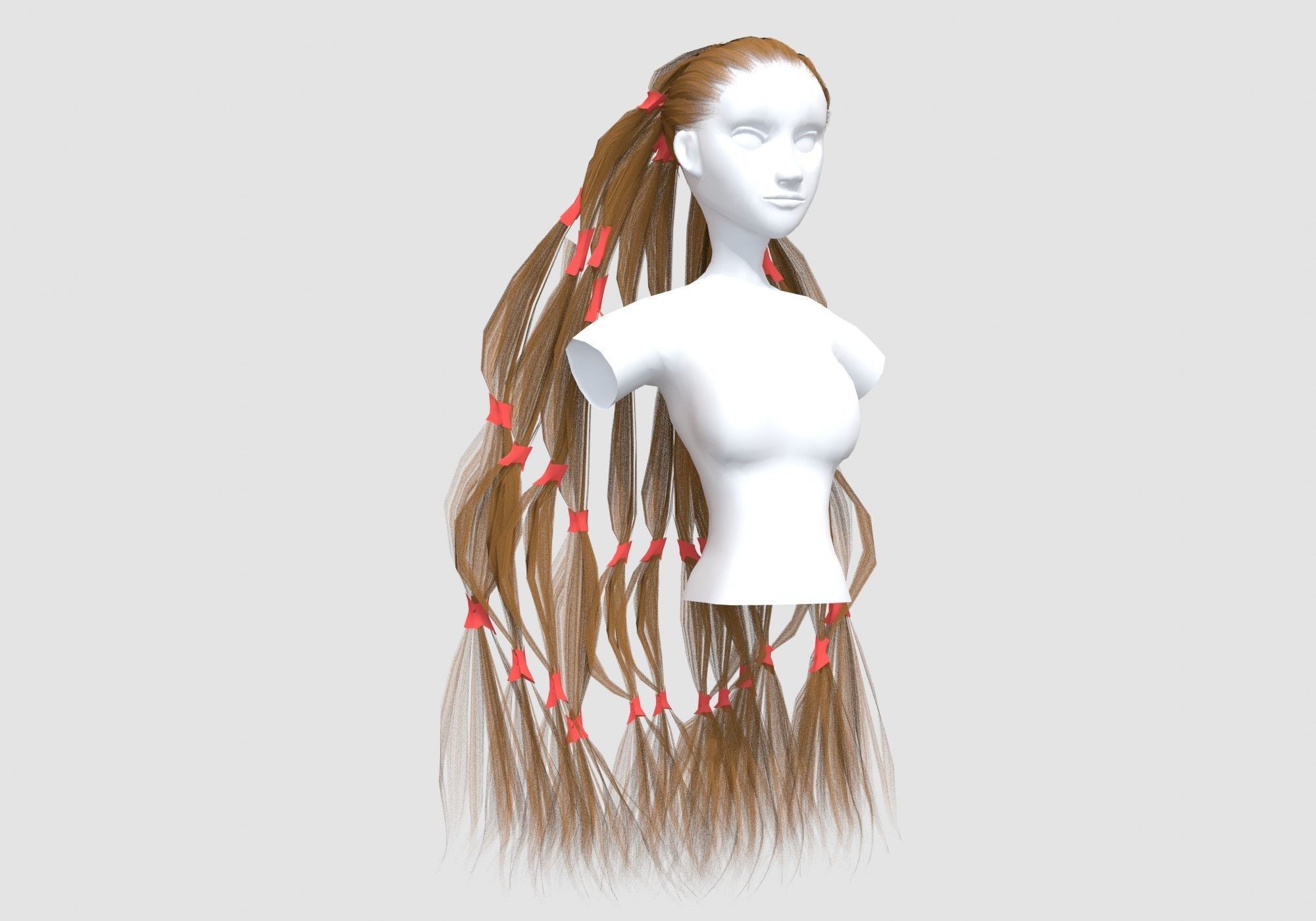 Long Female Hairstyle  3D model_1