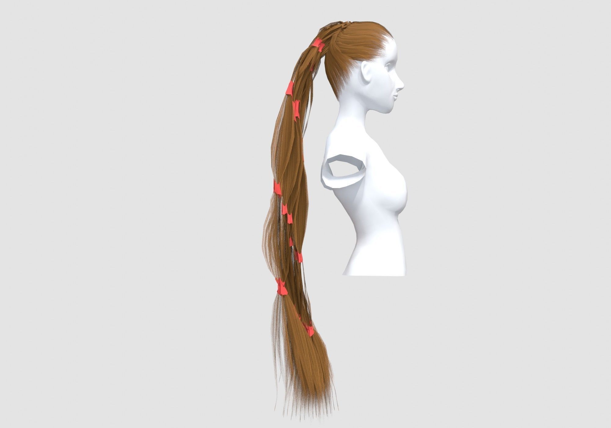Long Female Hairstyle  3D model_2