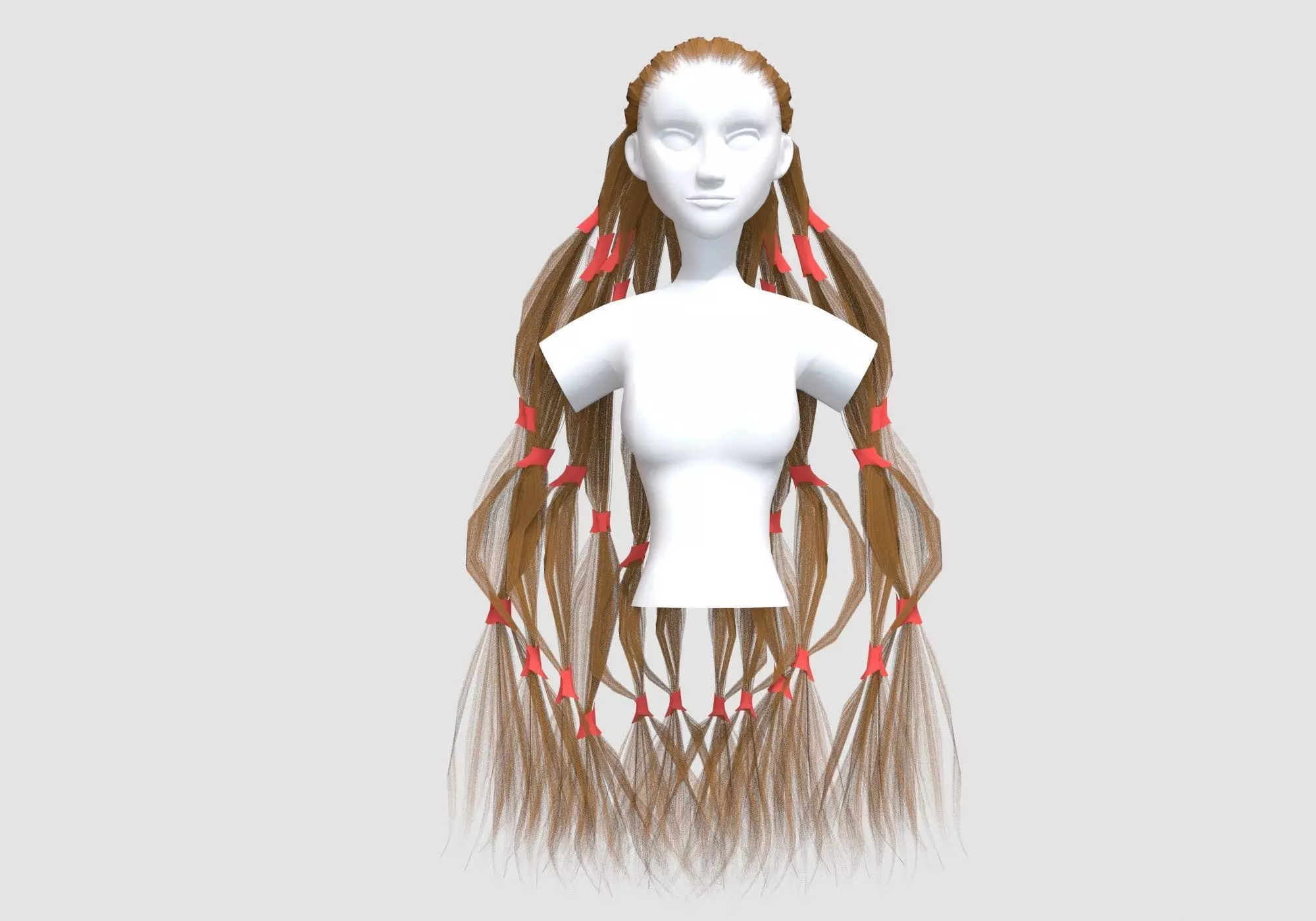 Long Female Hairstyle  3D model_0