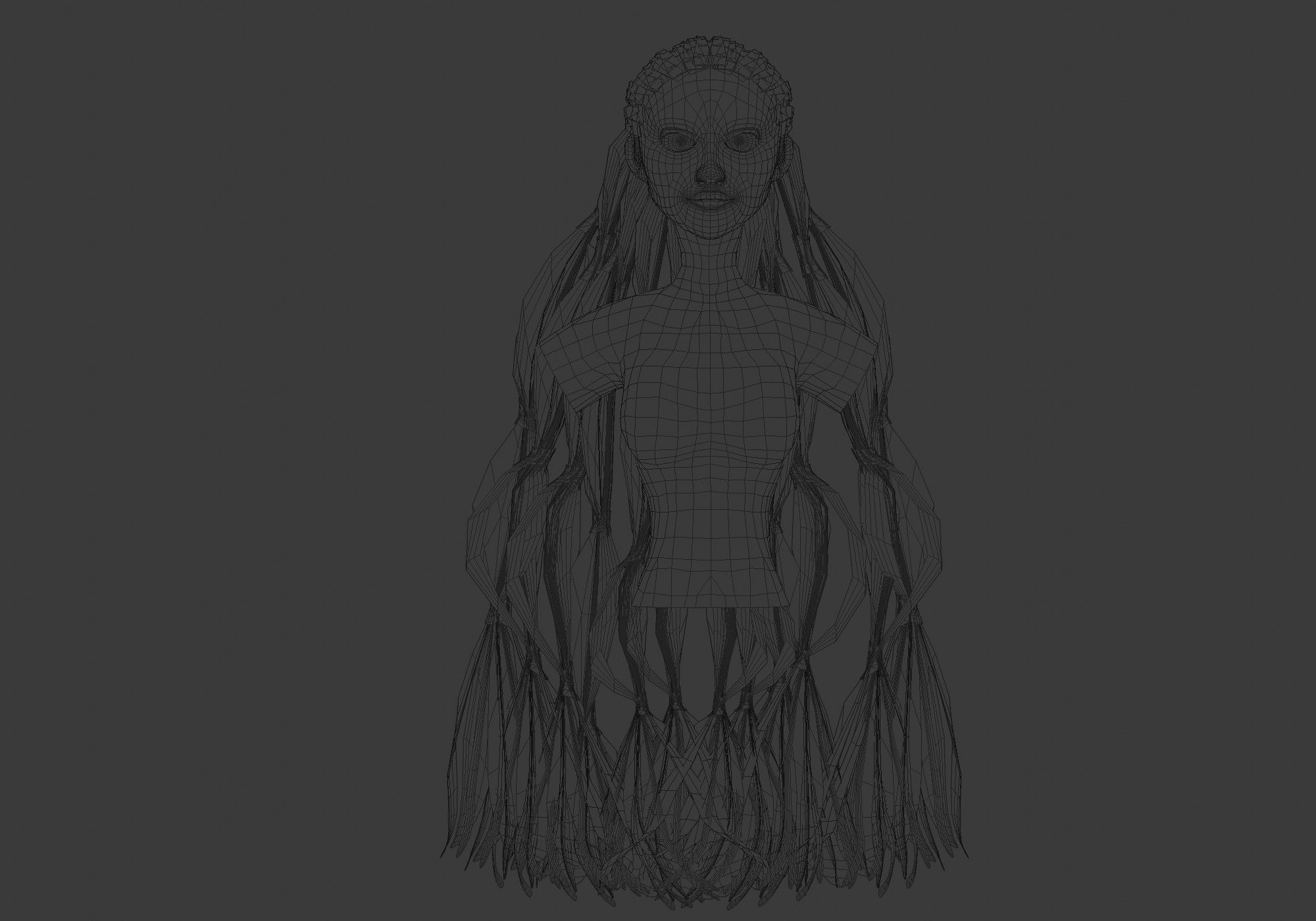 Long Female Hairstyle  3D model_5