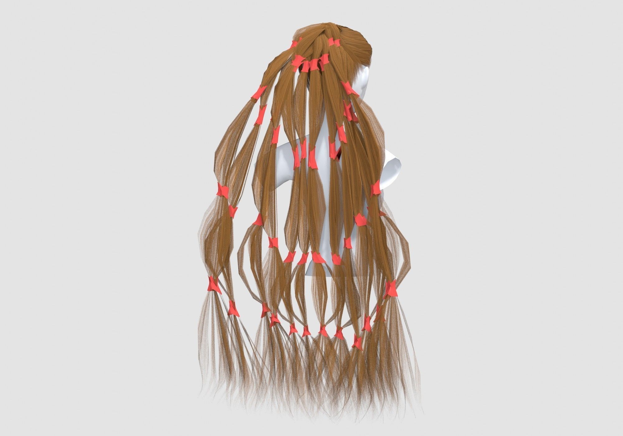 Long Female Hairstyle  3D model_3