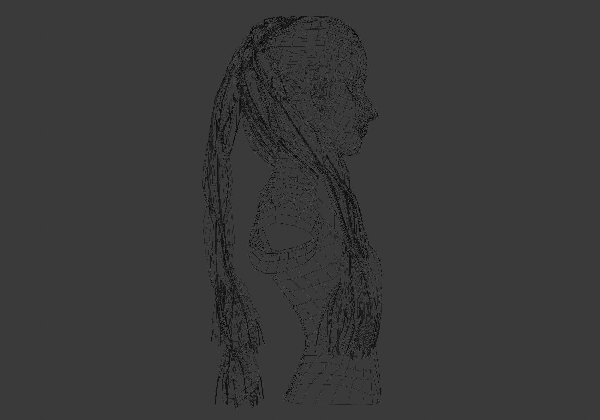 Female Long Hairstyle 3D model_7