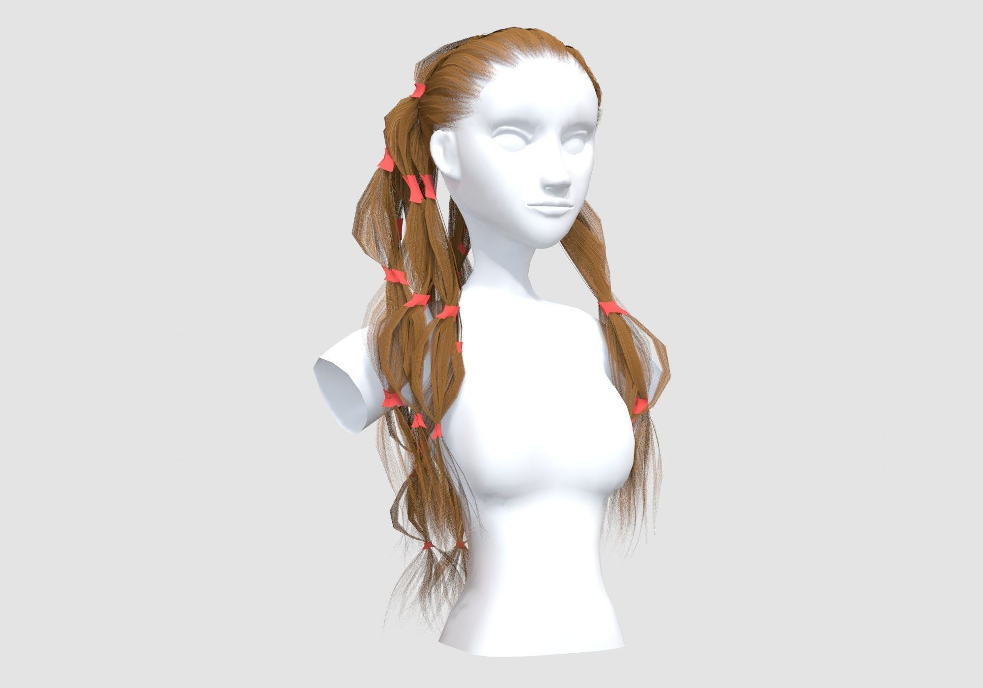 Female Long Hairstyle 3D model_1
