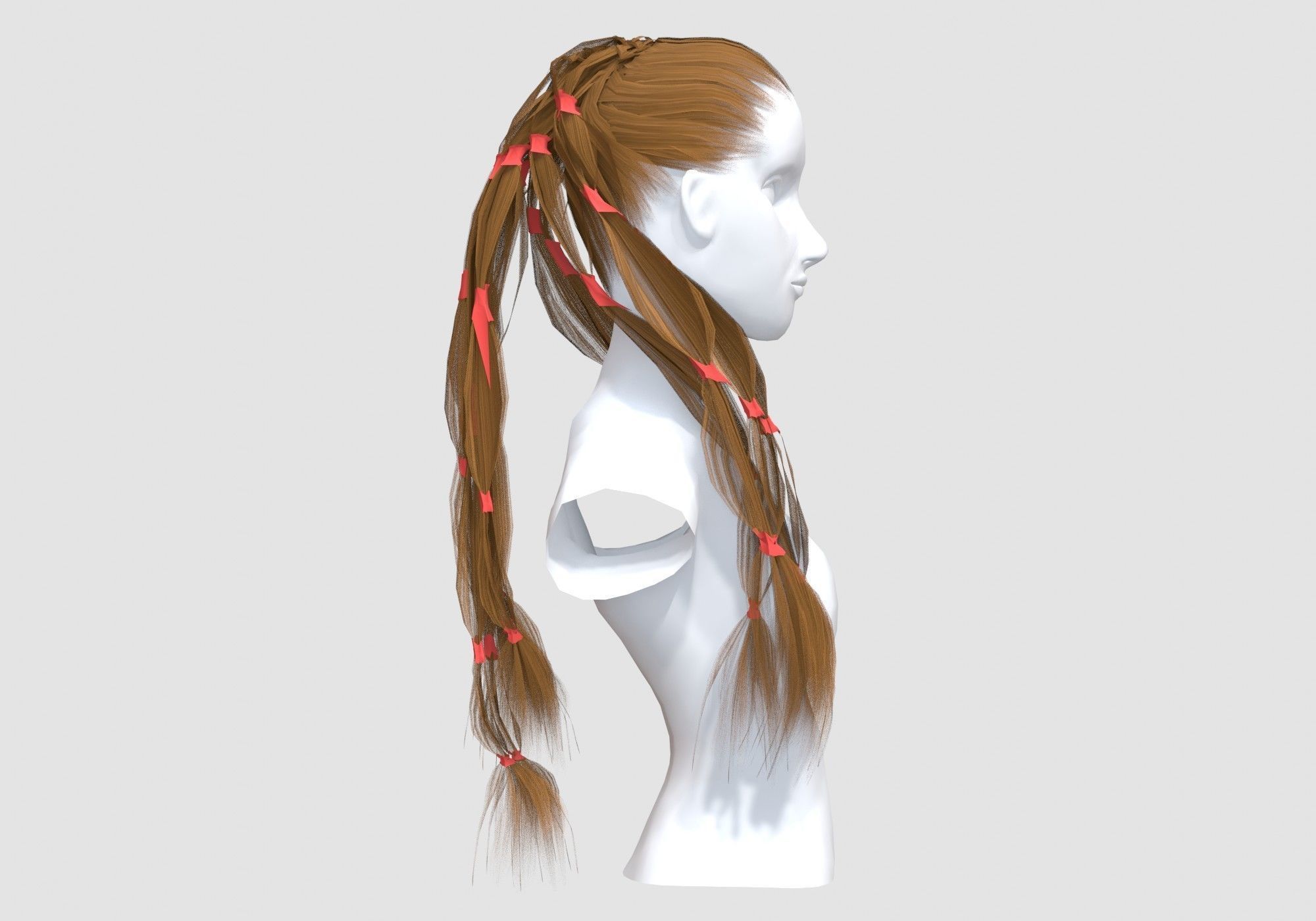 Female Long Hairstyle 3D model_2