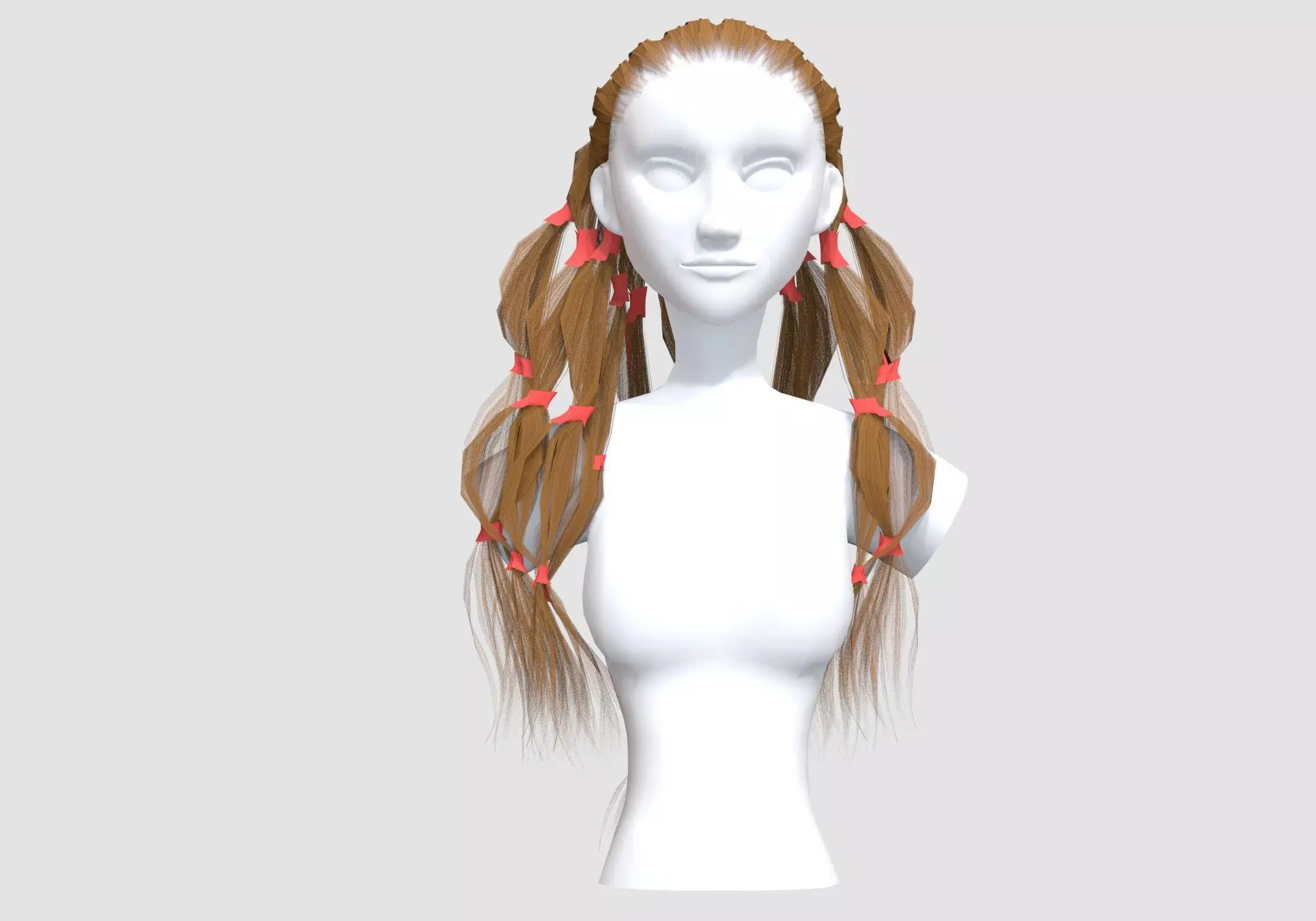 Female Long Hairstyle 3D model_0