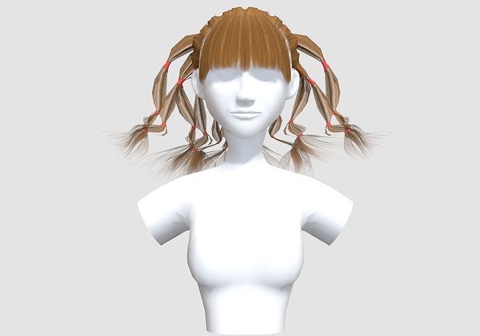 Female Bangs Hairstyle  3D model
