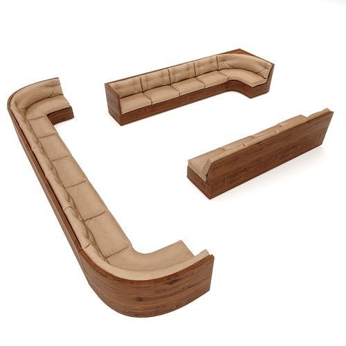 Modular bench and banquette seating 3D model