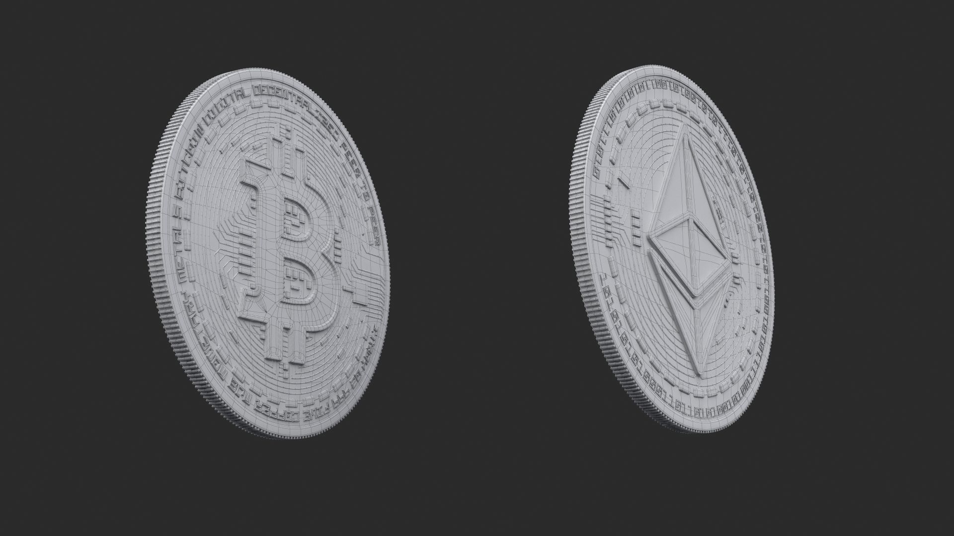Bitcoin and Ethereum Coins 3D model_12