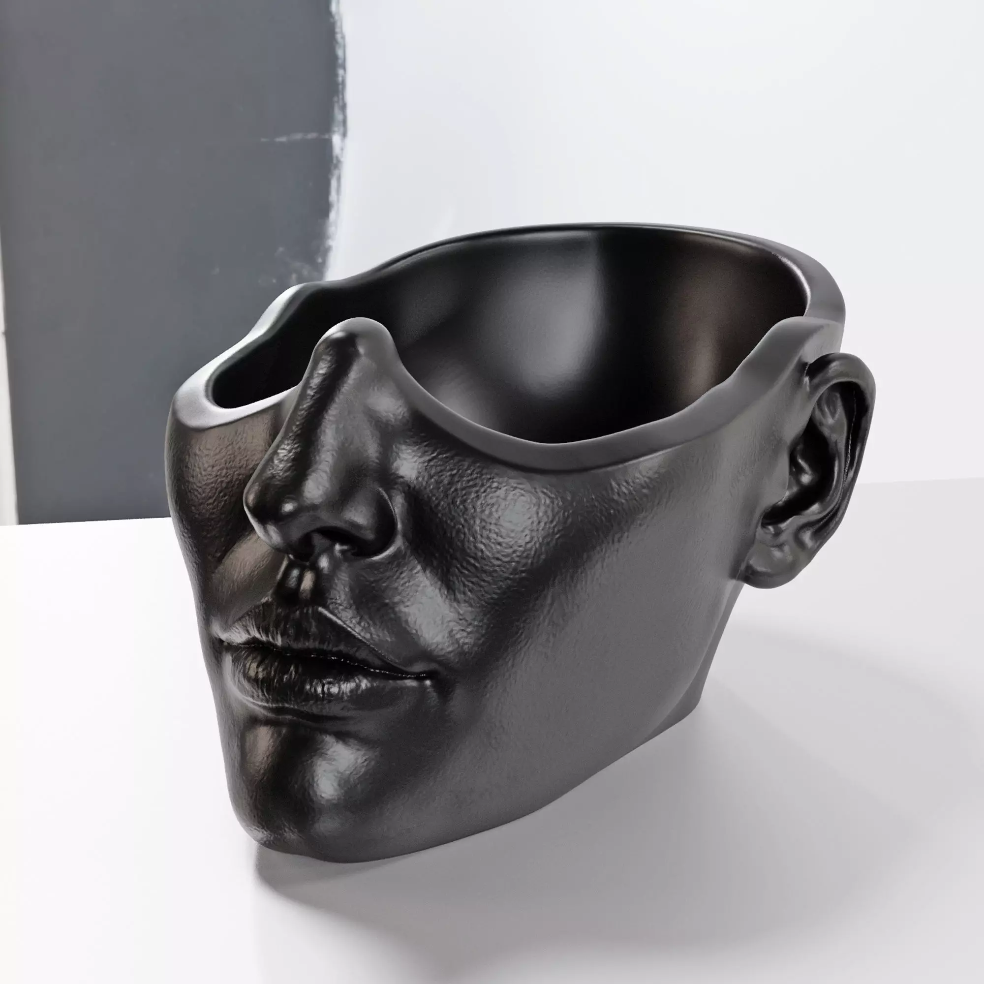 Half Head Planter pot 3D print model_0