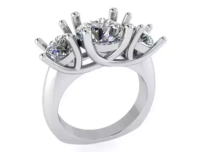 3-Stone Trellis Setting Diamond Ring 0579