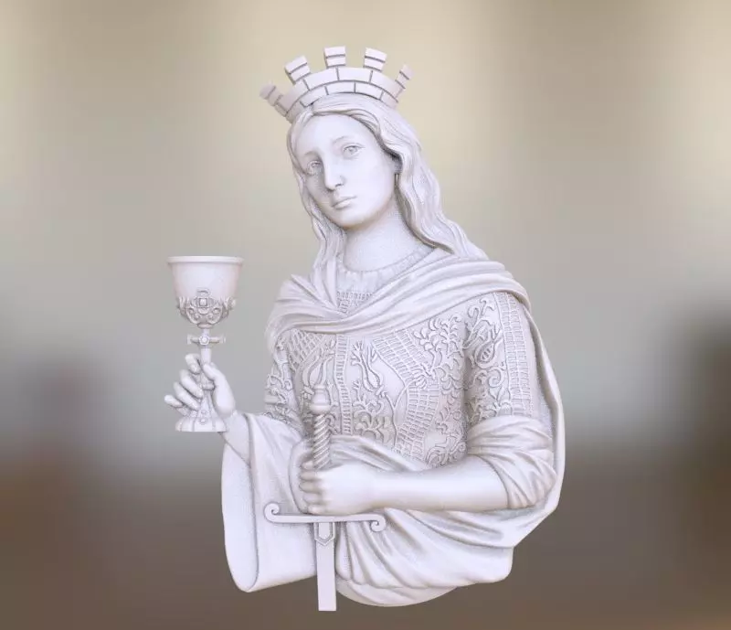 HERRADURA-CABALLO statue of woman holding cup 3D print model