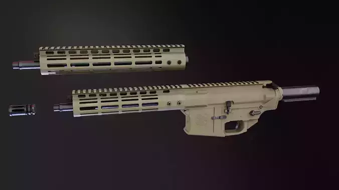 Noveske receiver with handguards Low-poly 3D model