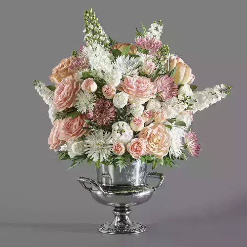 Flower Set 044 White pink chrysanthemum and rose 3D model