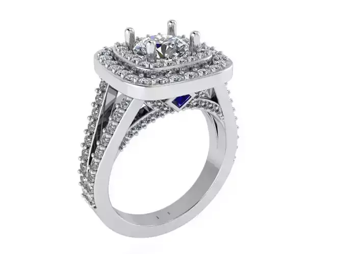 Double Halo Branch Shank Ring 0588