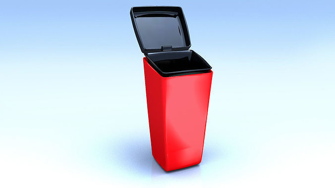 Plastic Trash Can 3D model 3D model 3D model