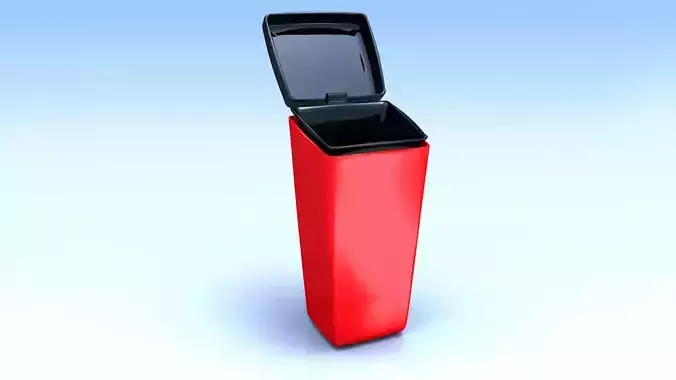 Plastic Trash Can 3D model 3D model 3D model