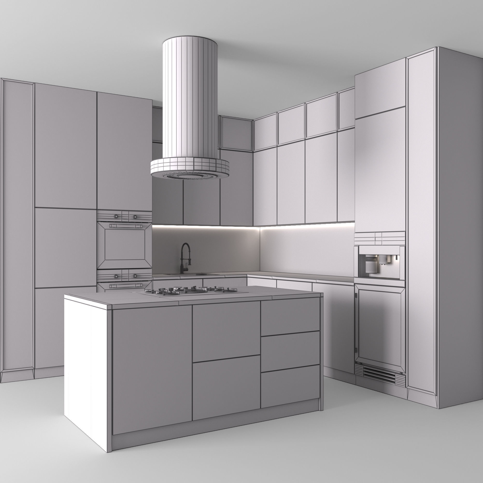 Kitchen Modern 11 - Corner Kitchen 3D model_3