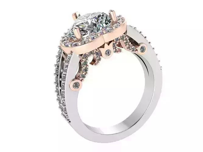 Heart Halo Branch Shank Ring 0591